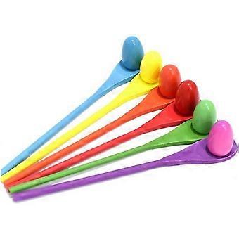 minkissy Outdoor Egg and Spoon Relay Race Game Sturdy Wooden Spoon and Ball Sensory Integration Tool for Boys and Girls and Adults