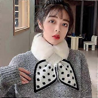 Plush Scarf Neck Warmer Knitting Wool Soft Warm Peach Heart Cross Scarves-GHJK