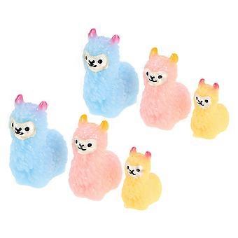 6 stks Mini Hars Alpaca Beeldjes: Schattige Kleine Dierlijke Ornamenten voor Potplanten Micro Landschap - Thuis Bureau Boekenplank Decor