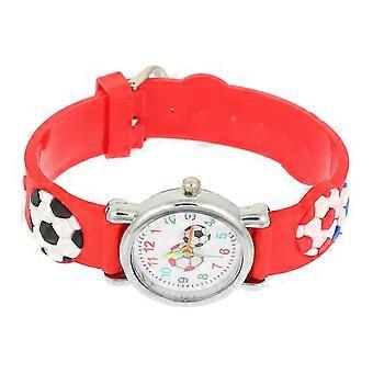 Relógio esportivo infantil com design de bola de futebol de desenho animado, compatível com 4 peças.