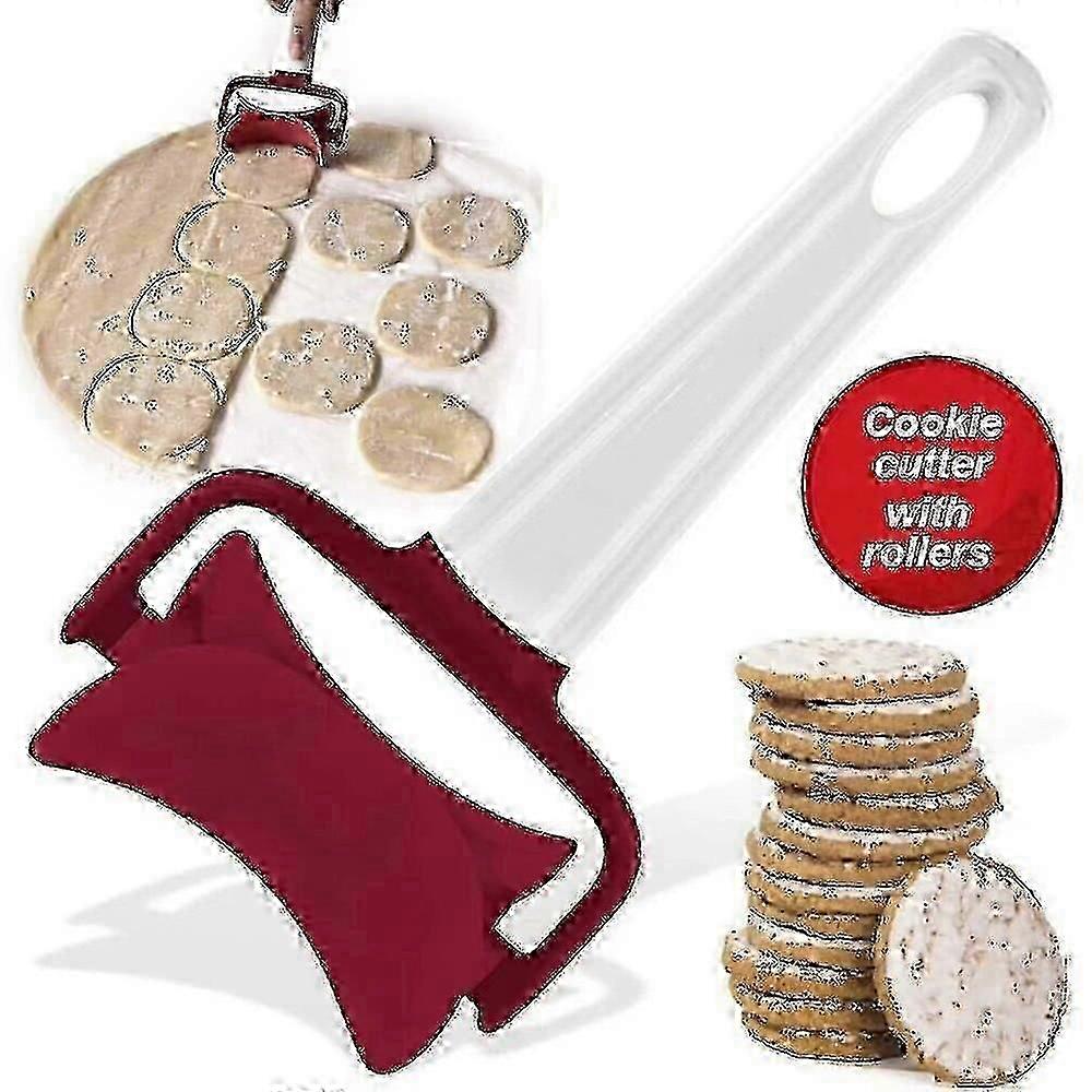Handheld Rolling Dough Cutter Baking Cookie Dumpling Making Round Shape Cutter Roller Pizza Rolling