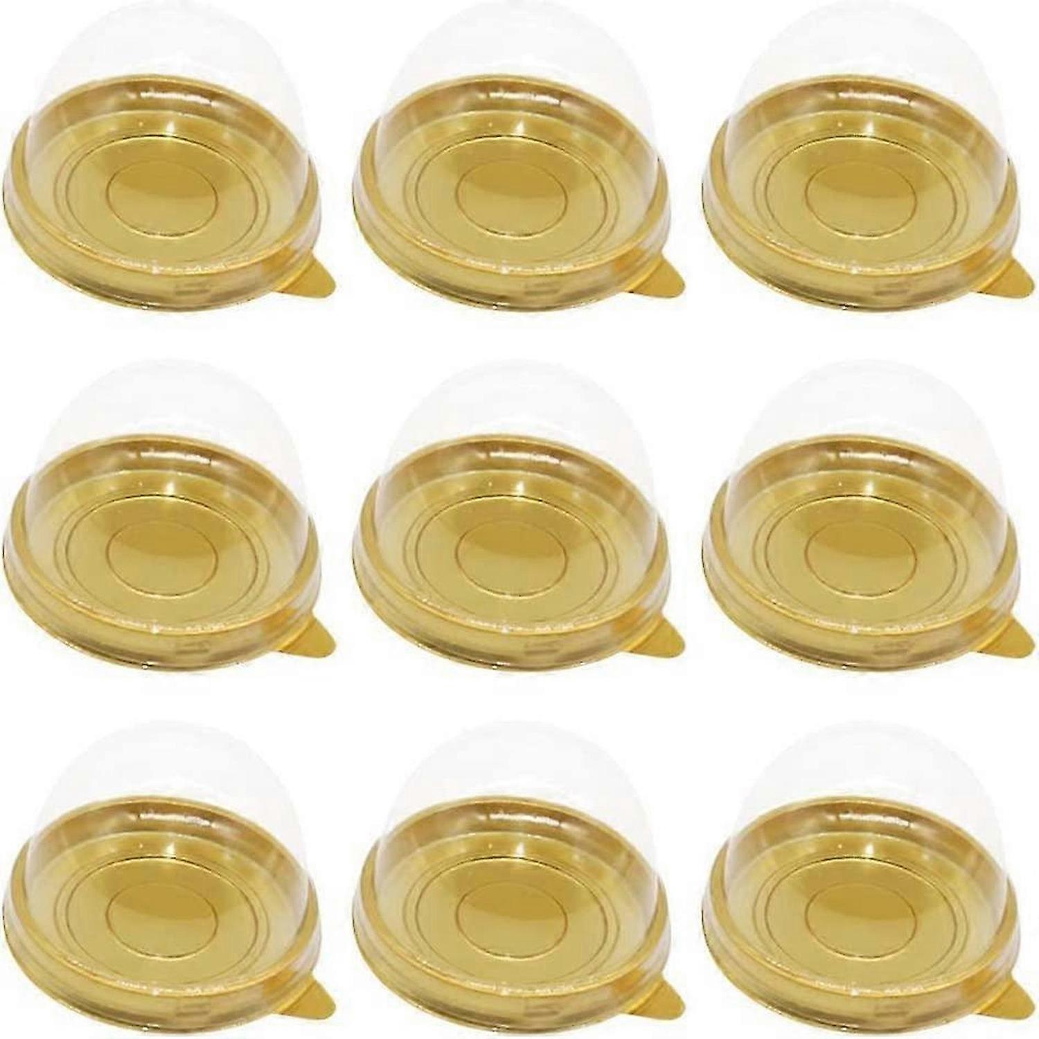 100pcs Round Plastic Transparent Dome Cupcake Boxes Baking Packing Box - Black