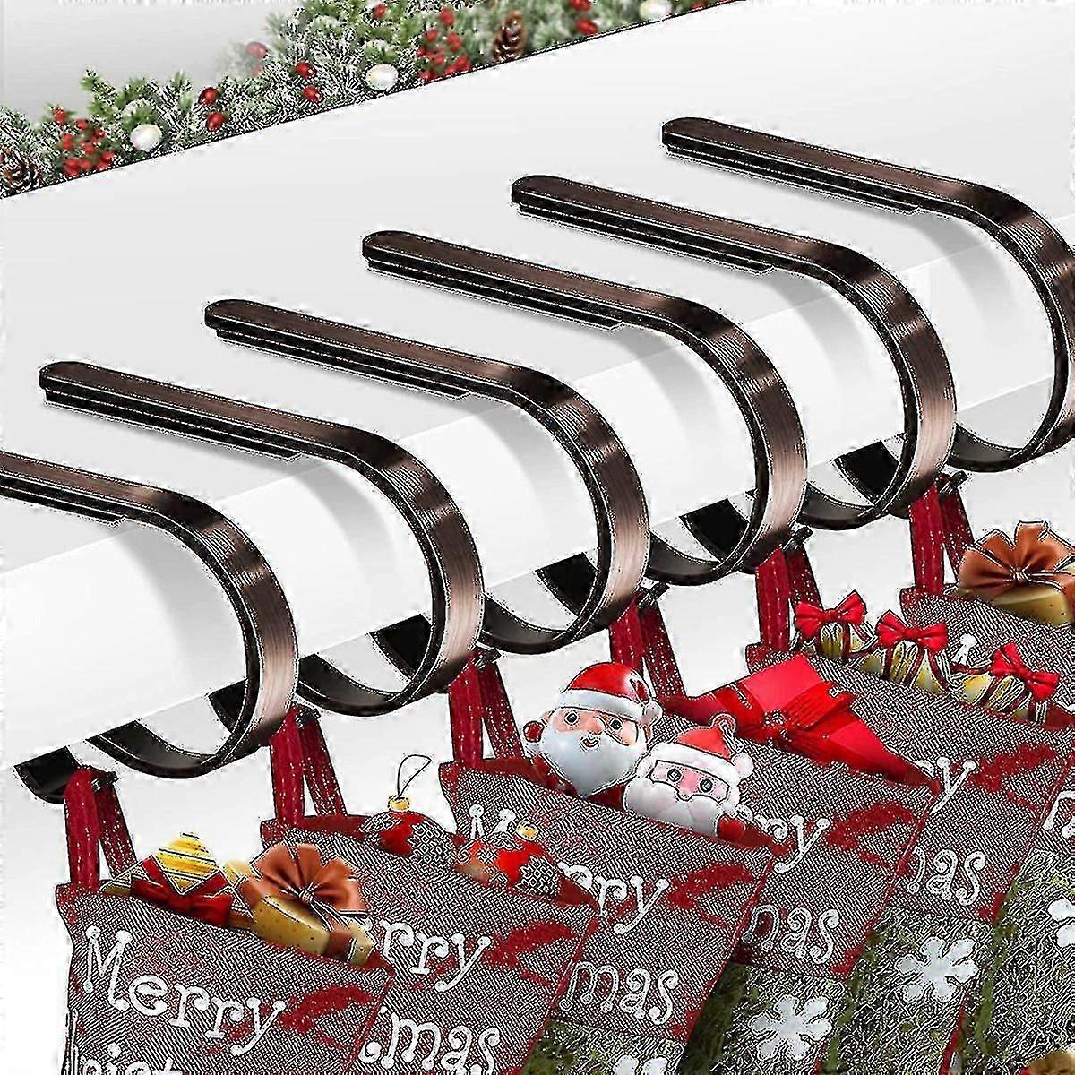 6pcs Christmas Stocking Holder, Non-slip Adjustable Stocking B