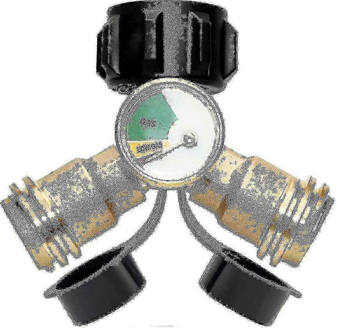 2-Way Propane Y Splitter Adapter LPG Tee Joint with Built-in Instrument