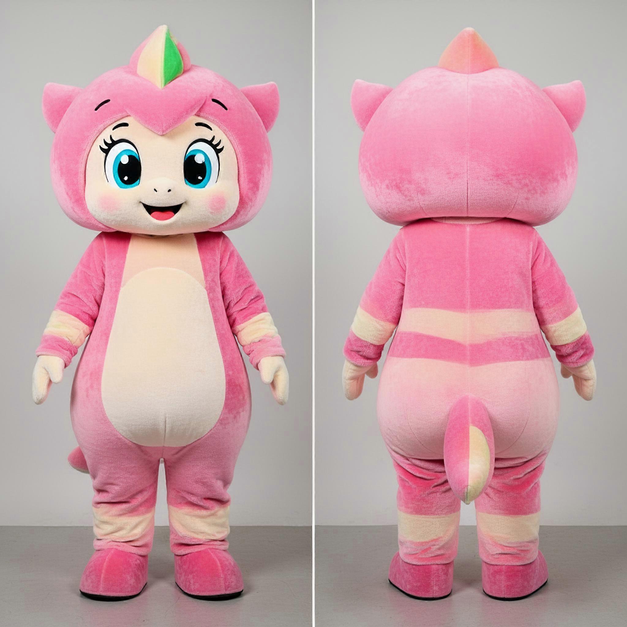 MASTICOT Peach Plush Playful Quagga Mascot