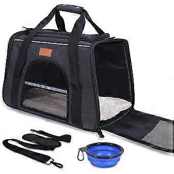 Cat Dog Carrier Bag,breathable Foldable Dog Carrier Bag,cat Carrier Box Portable Pet Bag With Adjustable Shoulder Strap + Foldable Bowl (45 * 29 * 31c