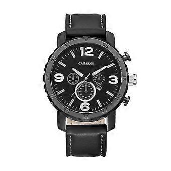 CAGARNY 6845 Fashion Dual Quartz Movement Wrist Watch with Leather Band