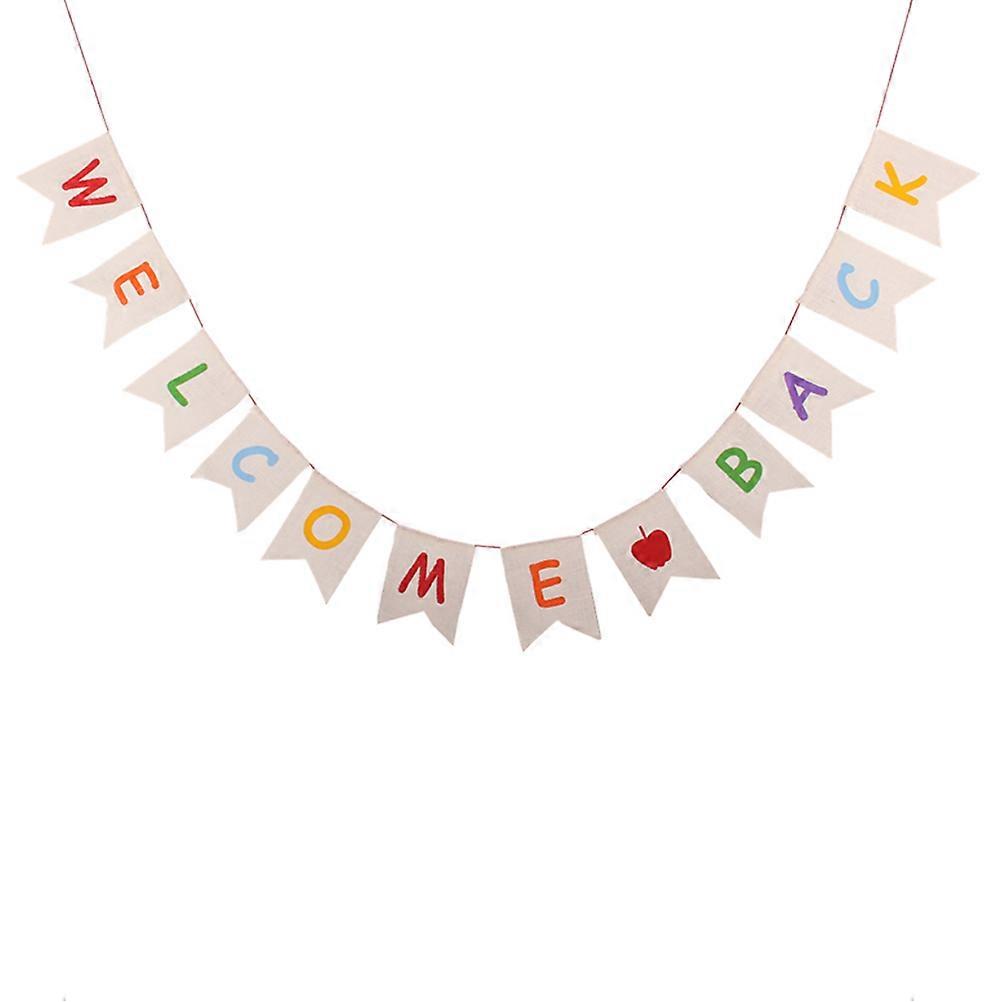 Welcome Back Letters Banner Jute Pull Flag for Decorating 3pieces