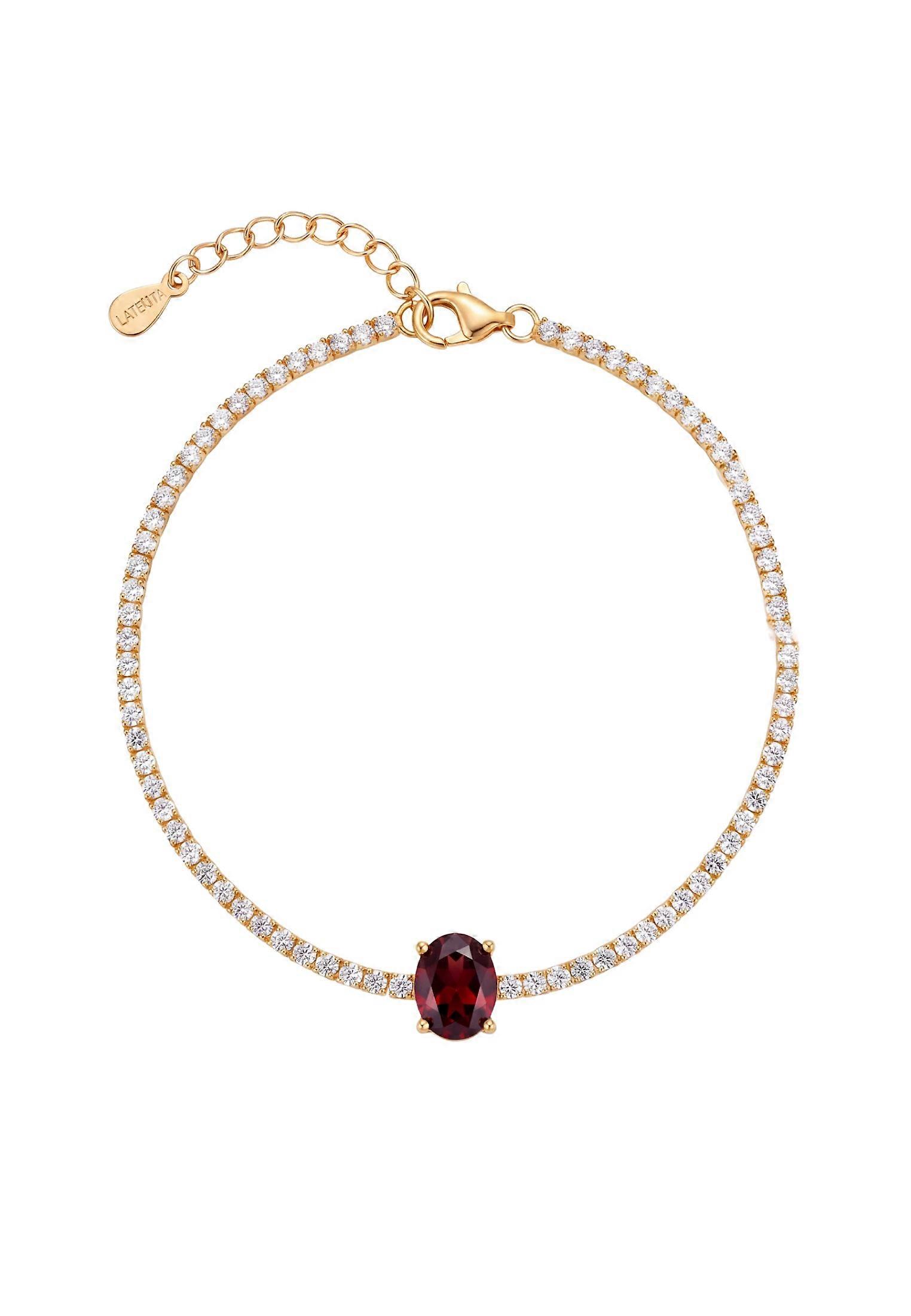 Garbo Oval Gemstone Tennis Bracelet Ruby Gold