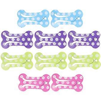 Dog Hair Barrettes Pet Bone Clip Metal Snap for 20Pcs Assorted Colors