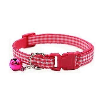 Collier à carreaux avec clochettes pour chats - Taille ajustable, tissu résistant, design élégant Roseo en rose