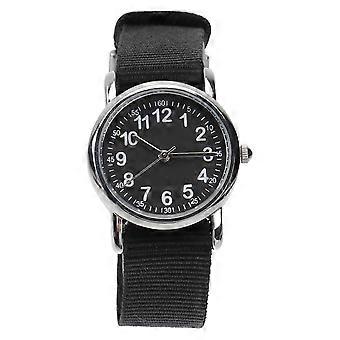 Kids Quartz Wrist Watch with Braided Black Strap, Waterproof Stainless Steel and Alloy, Comfortable Fit for Daily Wear, Accurate Timekeeping, Playful