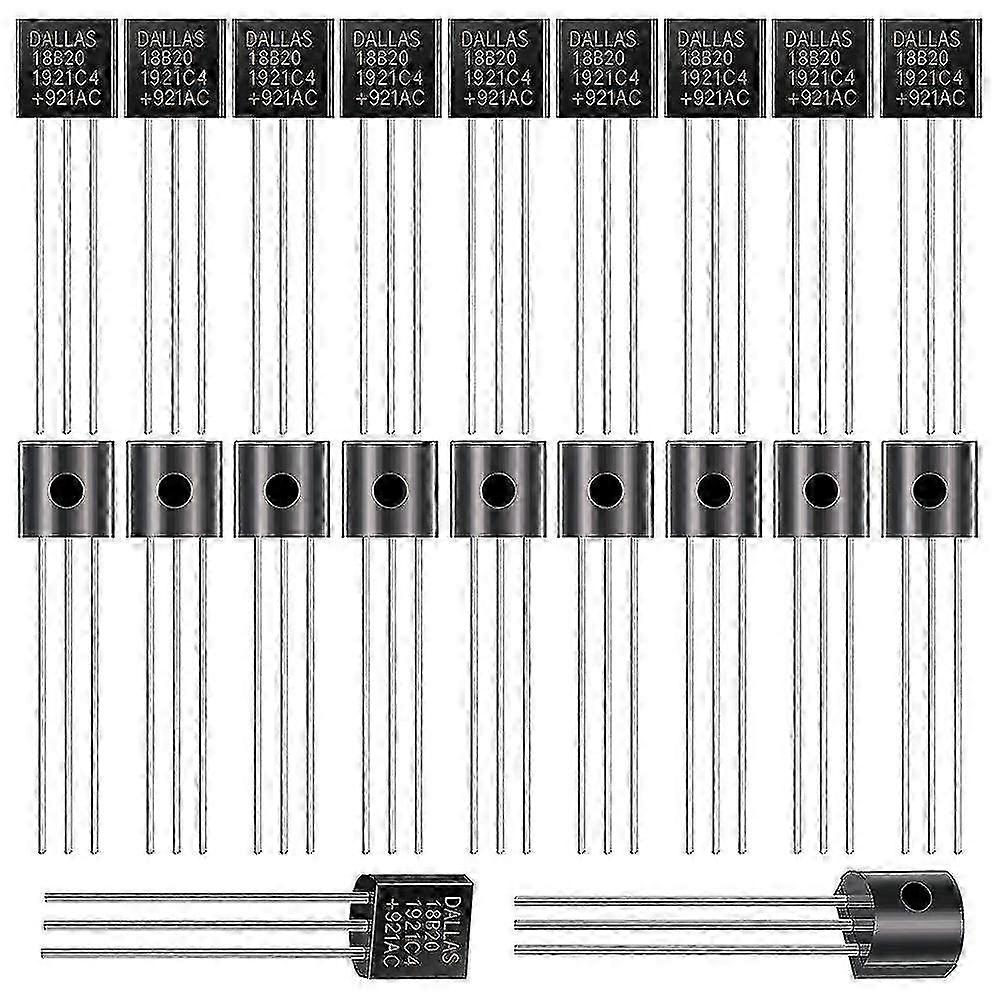 DS18B20 Temperature Sensor 20 Pieces 1-Wire Interface 3-Pin TO-92 Compatible Replacement