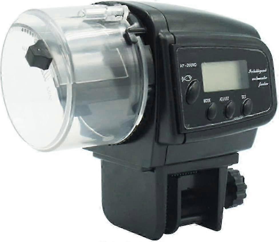 Automatic Fish Feeder, Digital LCD Display, Adjustable Timer, ABS PVC Material, 2 Installation Methods, Battery Powered for Aquarium Tanks