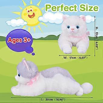 Gray Plush Cat Stuffed Animal, Super Soft Realistic Kitten Plush Toy, Cuddly Gift for Kids 14.96'