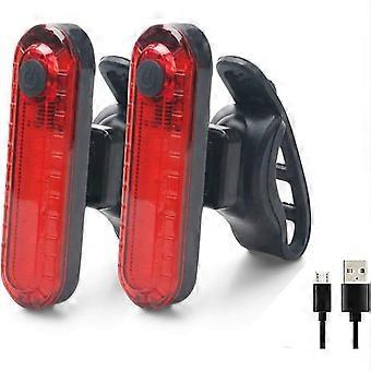 Bike Rear Lights - 2 Pieces Bike Rear Lights, USB Rechargeable LED Waterproof Rear Bike Lamp, 4 Lighting Modes to Ensure Safety and Visibility