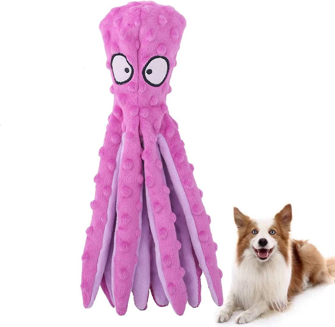 Dog Squeaky Octopus Toys- No Stuffing Plush Toy with Sounding Crinkle Paper and Squeaker Inside for Puppy Teething Durable Interactive Dog Chew Toys f