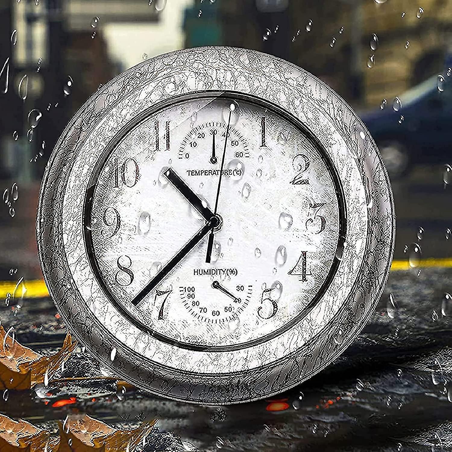 Wanduhr Mit Thermometer & Hygrometer – Wetterfest, Bullauge-Design Für Innen & Außen, Modell 4545