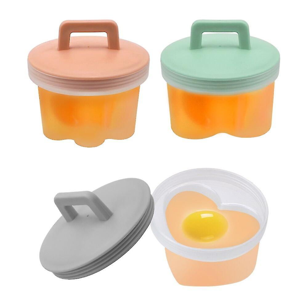 4pcs Egg Cooker With Lid Brush Plastic Egg Boiler Egg Mold Kitchen Cooking Tool