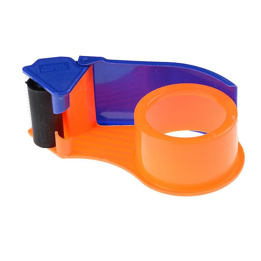 Sealing Packaging Parcel Plastic Roller 2" Width Tape Cutter Dispenser (orange+blue)