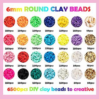 8000+ Pcs Clay Beads Bracelet Making Kit Round Flat Polymer Clay