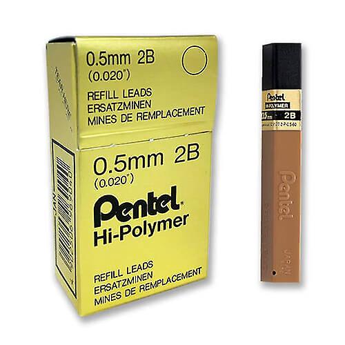 2B Pentel Hi Polymer Strong Flexible Lead Refill 0.5mm High Quality Box of 12