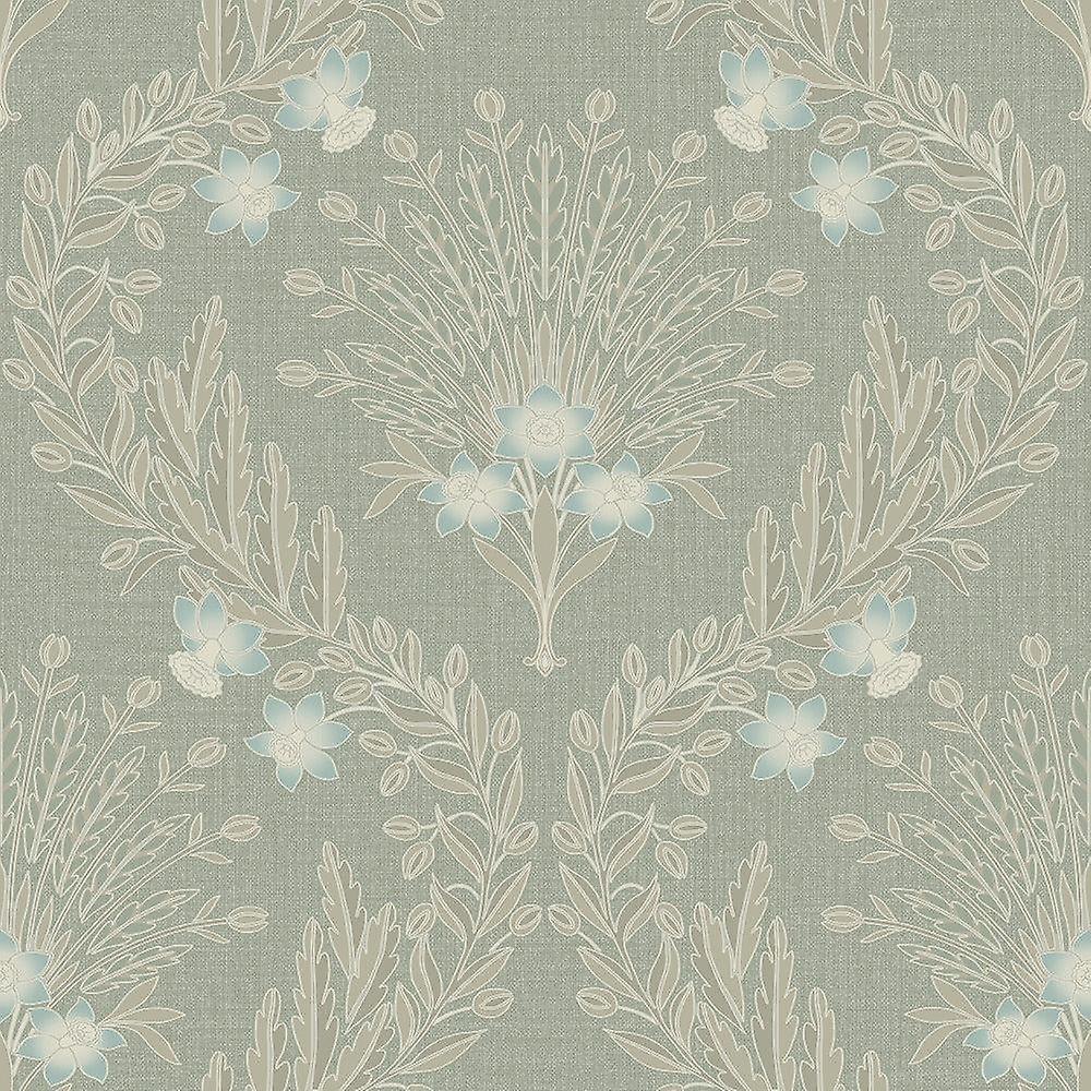 Grandeco Flora Sage Green Wallpaper