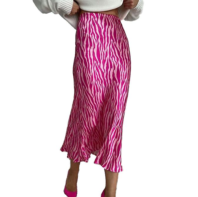 Women's Satin High Waist Printed Casual A Line Skirt