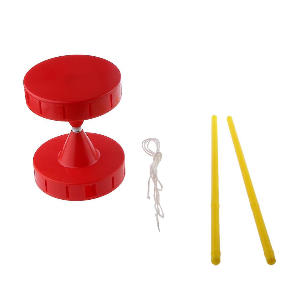 Whistle Small Blocks Shape Diabolo Juggling Spinning Chinese Yo Yo - Red