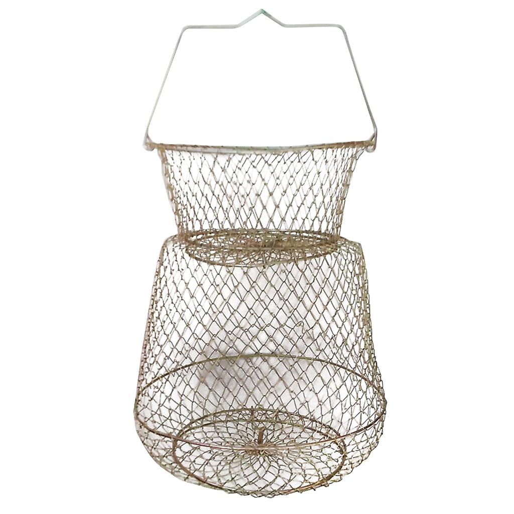 Portable Steel Wire Fish Baskets Collapsible Fshing Net Cage Fish Baskets