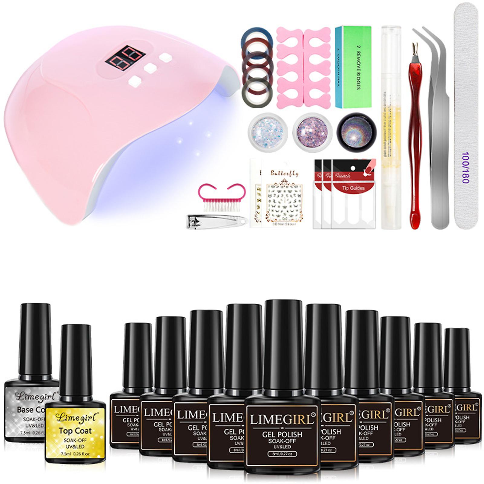 Gel Nail Polish Kit With U V Light Uv Led Nail Dryer Lamp All In One Gel Nail Art