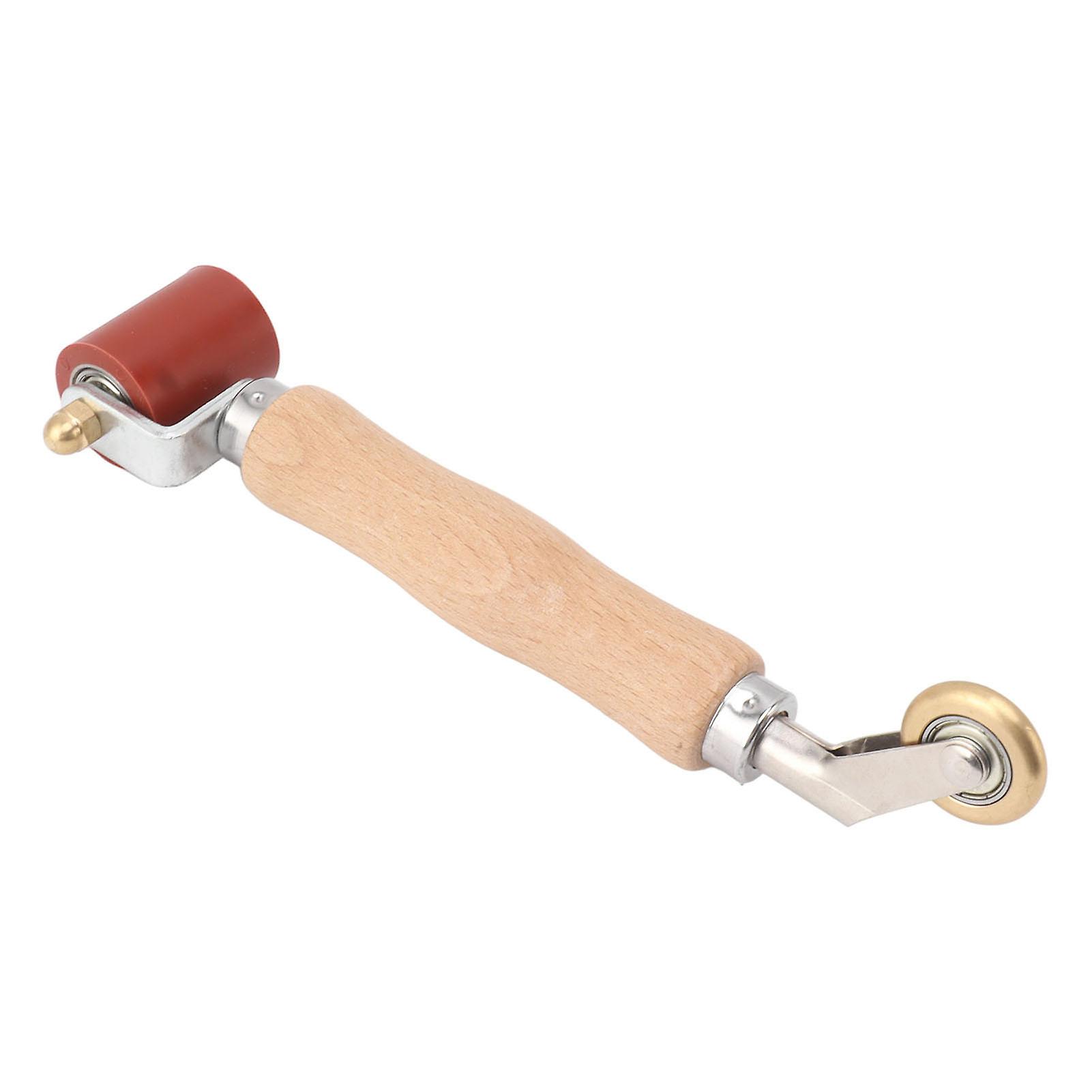 Rouleau à joint plat en silicone 40 mm, double usage, roue en laiton, manche en bois, pour papier peint, pour soudure PVC TPO, rouge