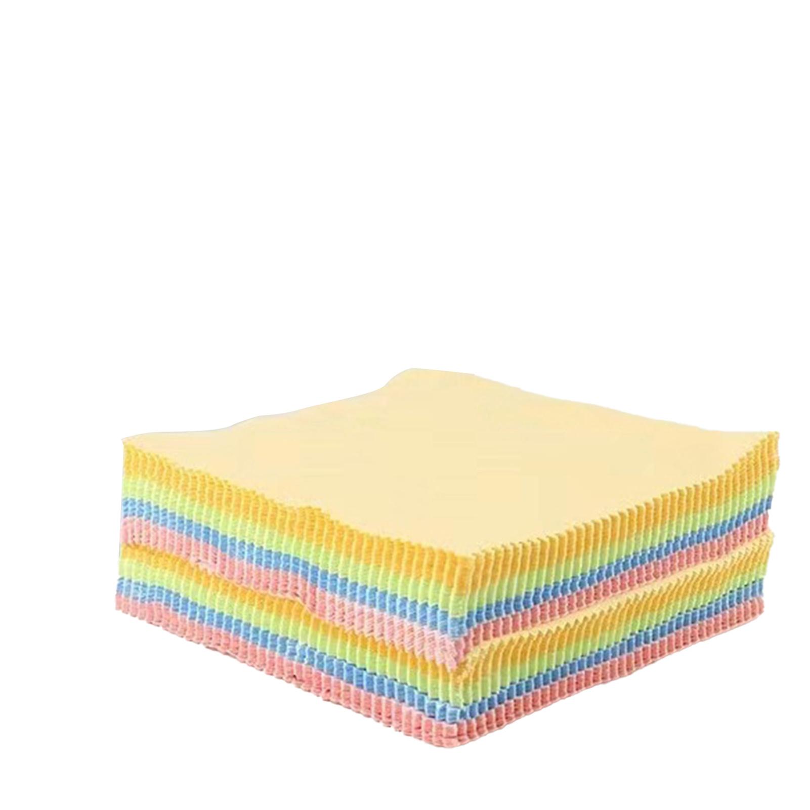 Lot de 100 chiffons de nettoyage en microfibre colorés, épais et tricotés, pour lunettes, 13 x 13 cm