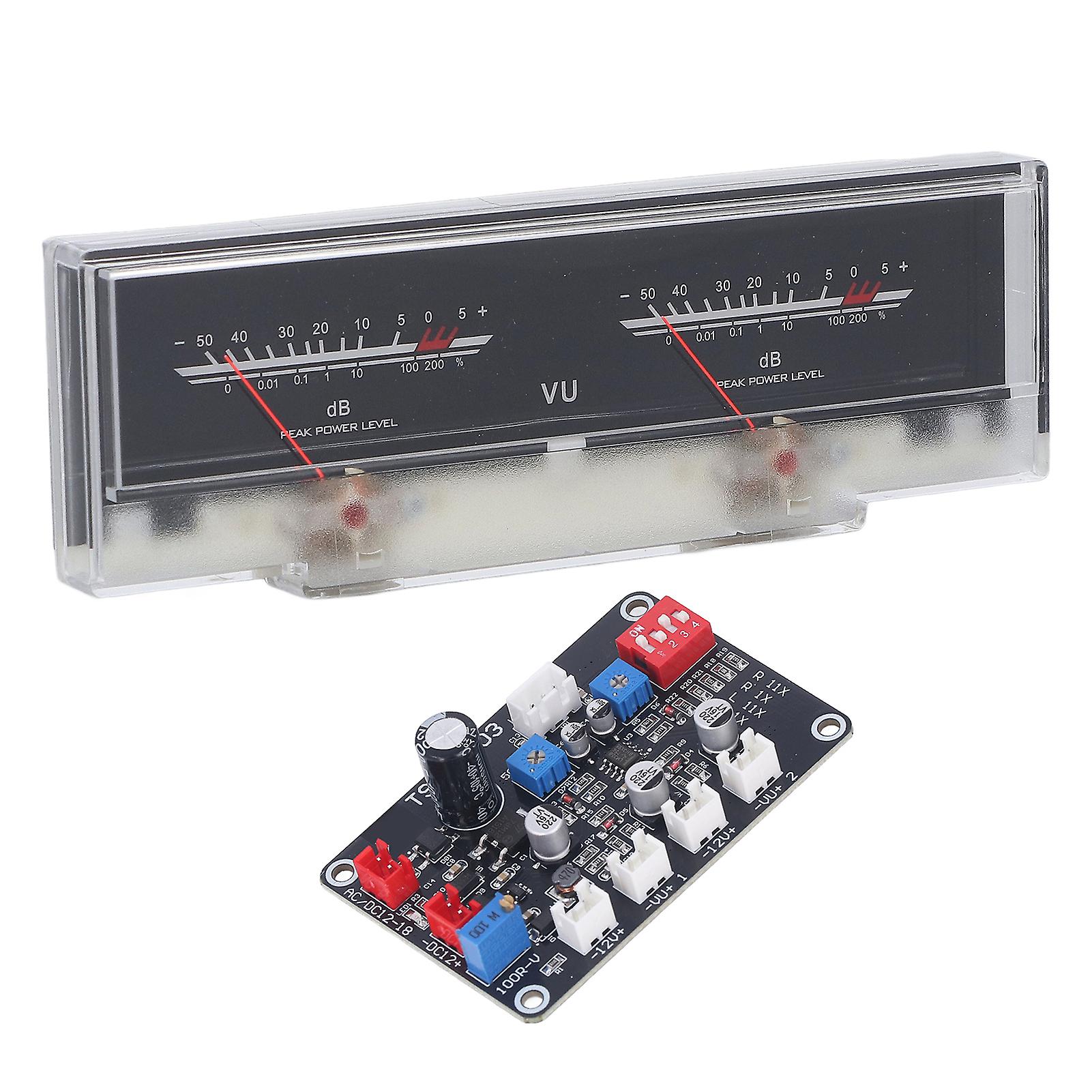 VU Meter Easy Operation Durable ABS White Backlit High Accuracy Portable VU Meter with Driver Board for DIY Home Car