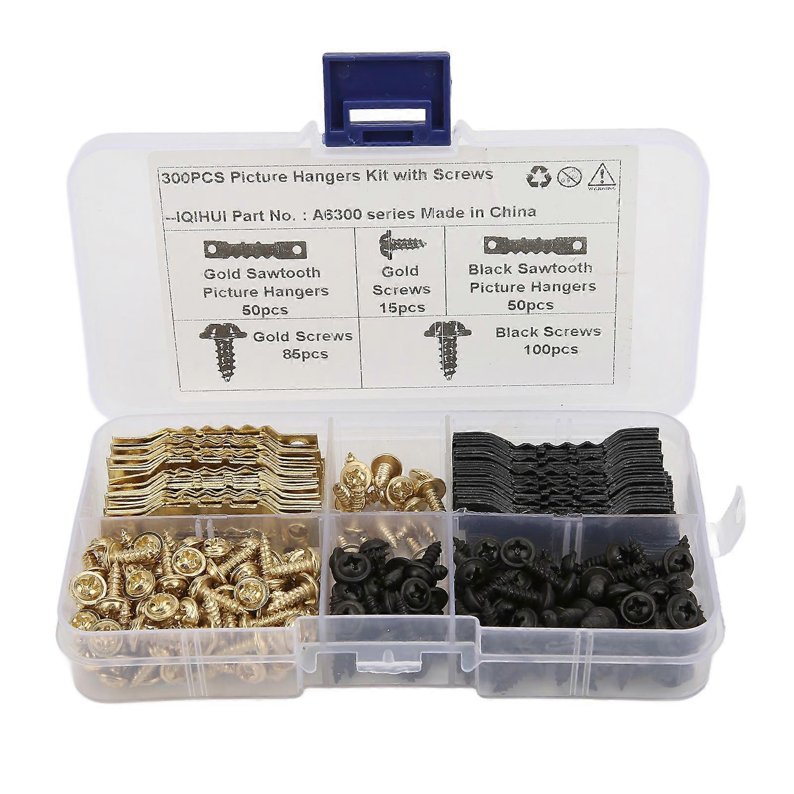 100pcs 4mm Double Hole Sawtooth Picture Hangers with 240pcs Screws Kit for Hanging Photo Frame Clock