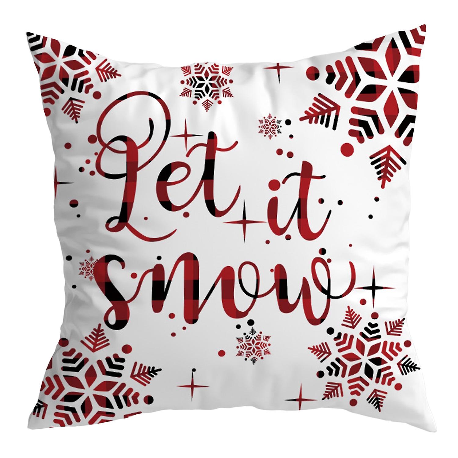 Pillow Cover Xmas Theme Soft-touching Hidden Zipper Merry Christmas Single Side Printed Throw Pillow