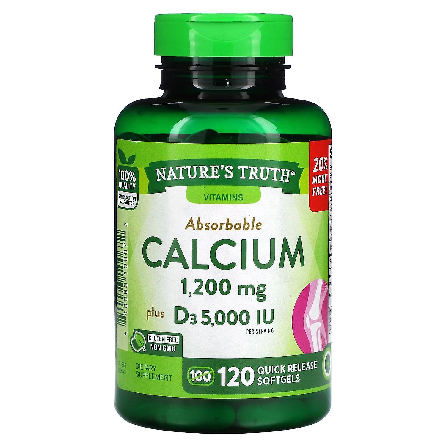 Nature's Truth, Absorbable Calcium, Plus D3, 120 Quick Release Softgels