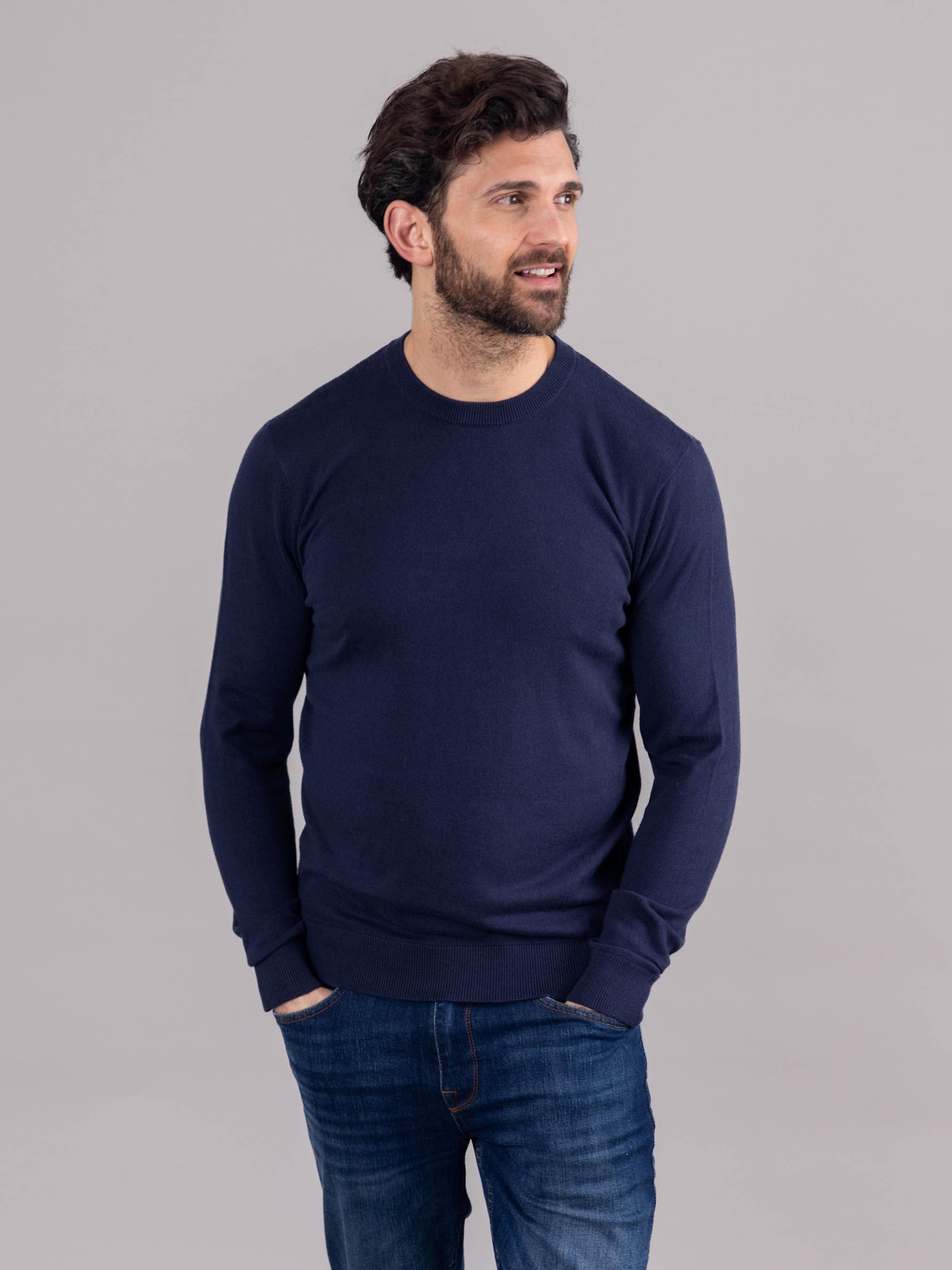 Wilson Cotton Crew Neck Jumper in Navy