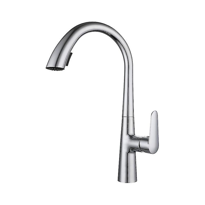 Pull-out kitchen faucet - 2 flow modes, ceramic cartridge (black/silver)