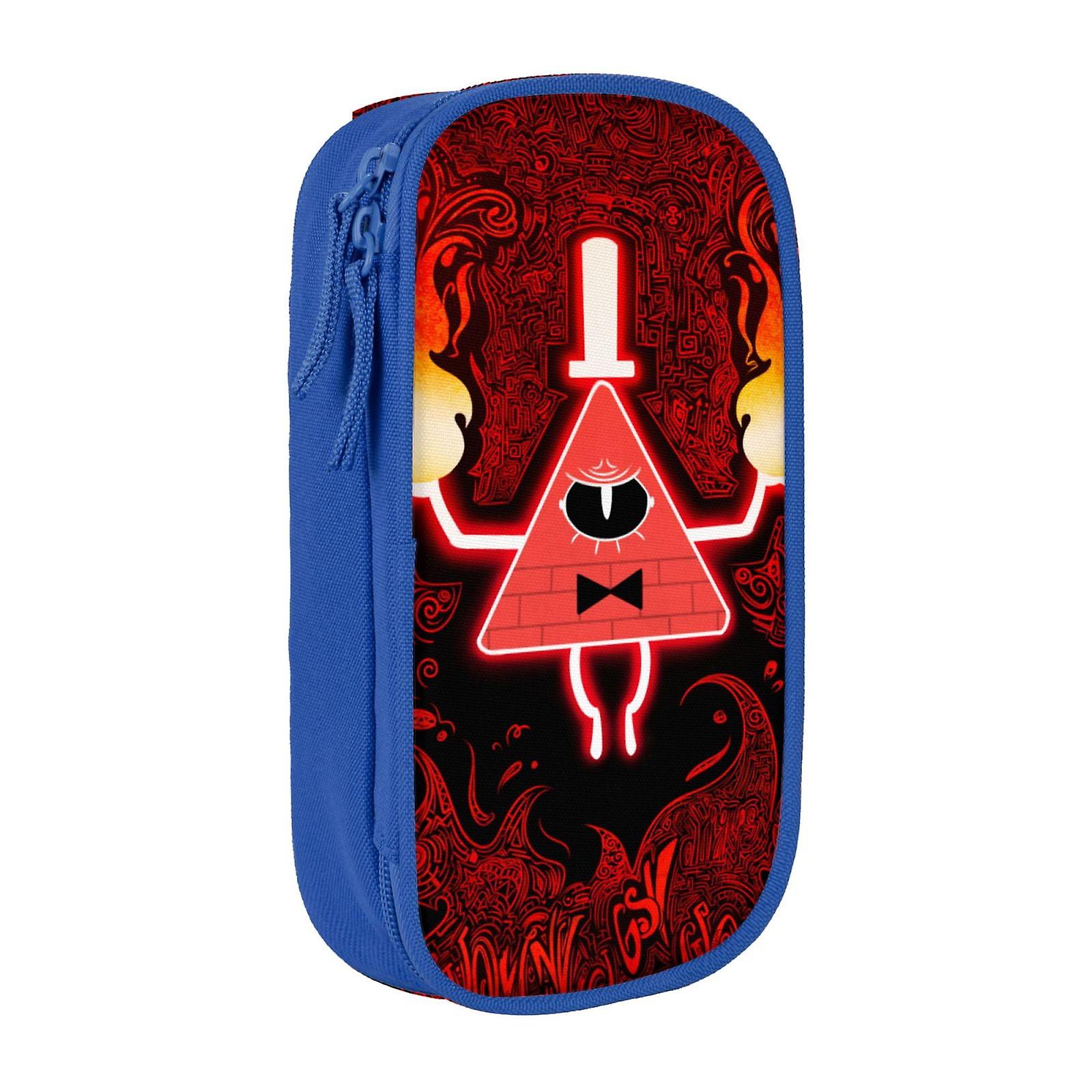 ジッパー付きグラビティフォールズペンシルケース、大容量ペンポーチ大型収納バッグ耐久性ペンボックス、子供用新学期用品ティーン学生男の子Gi