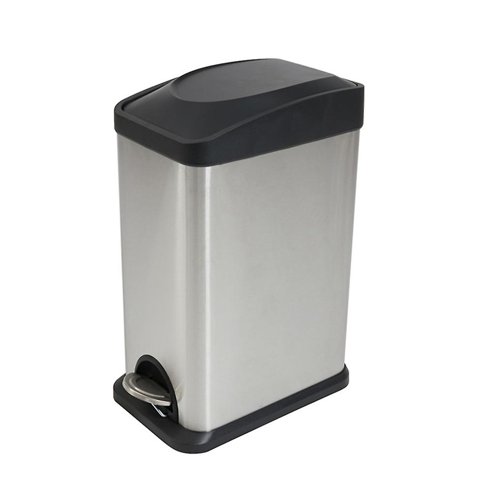 Compass Stainless Steel Rectangular Foot Pedal Strong Secure Bin 15 Litre