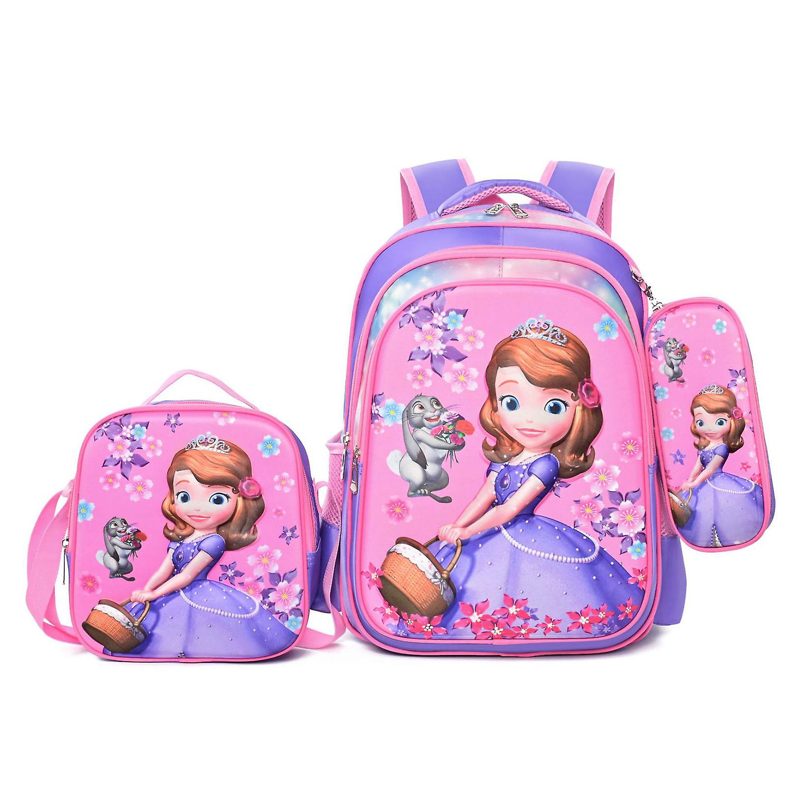 Colorful Backpack/Lunch Bag/Pencil Case 3-Piece Set Breathable Lightweight Preschool Books Bag School Student Supply