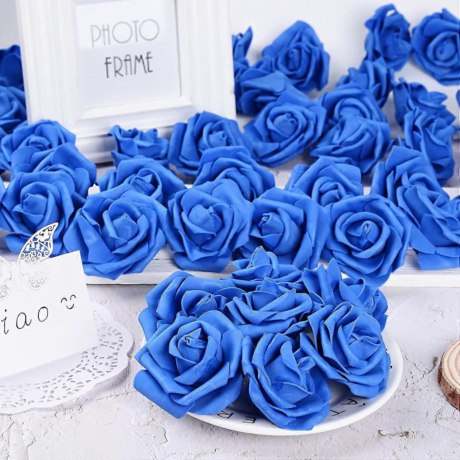 100pcs τεχνητά λευκά τριαντάφυλλα 7 cm λουλούδια, κεφάλια λουλουδιών λευκά στολίδια, γαμήλιο συμπόσιο λευκά στολίδια μαλλιών
