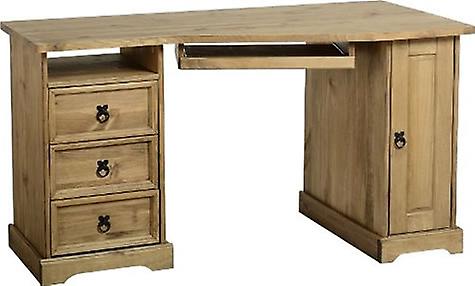 Melkino Distressed Wax Pine Corner Computer Desk