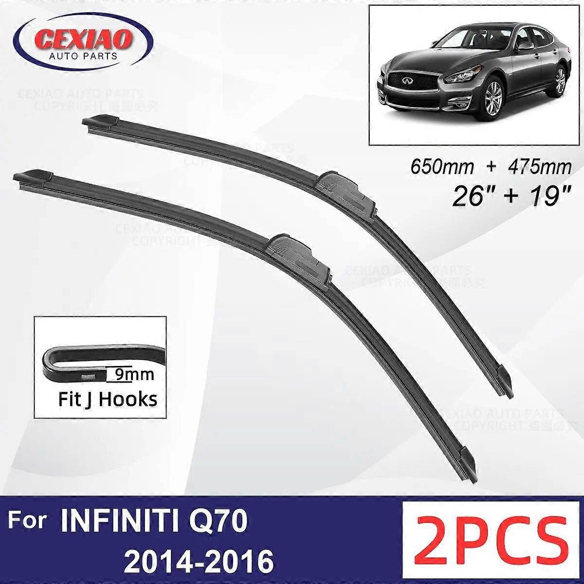 Car Wiper For INFINITI Q70 2014~2016 Front Wiper Blades Soft Rubber Windscreen Wipers Auto Windshield 26" 19" 650mm + 475mm FN9U3781