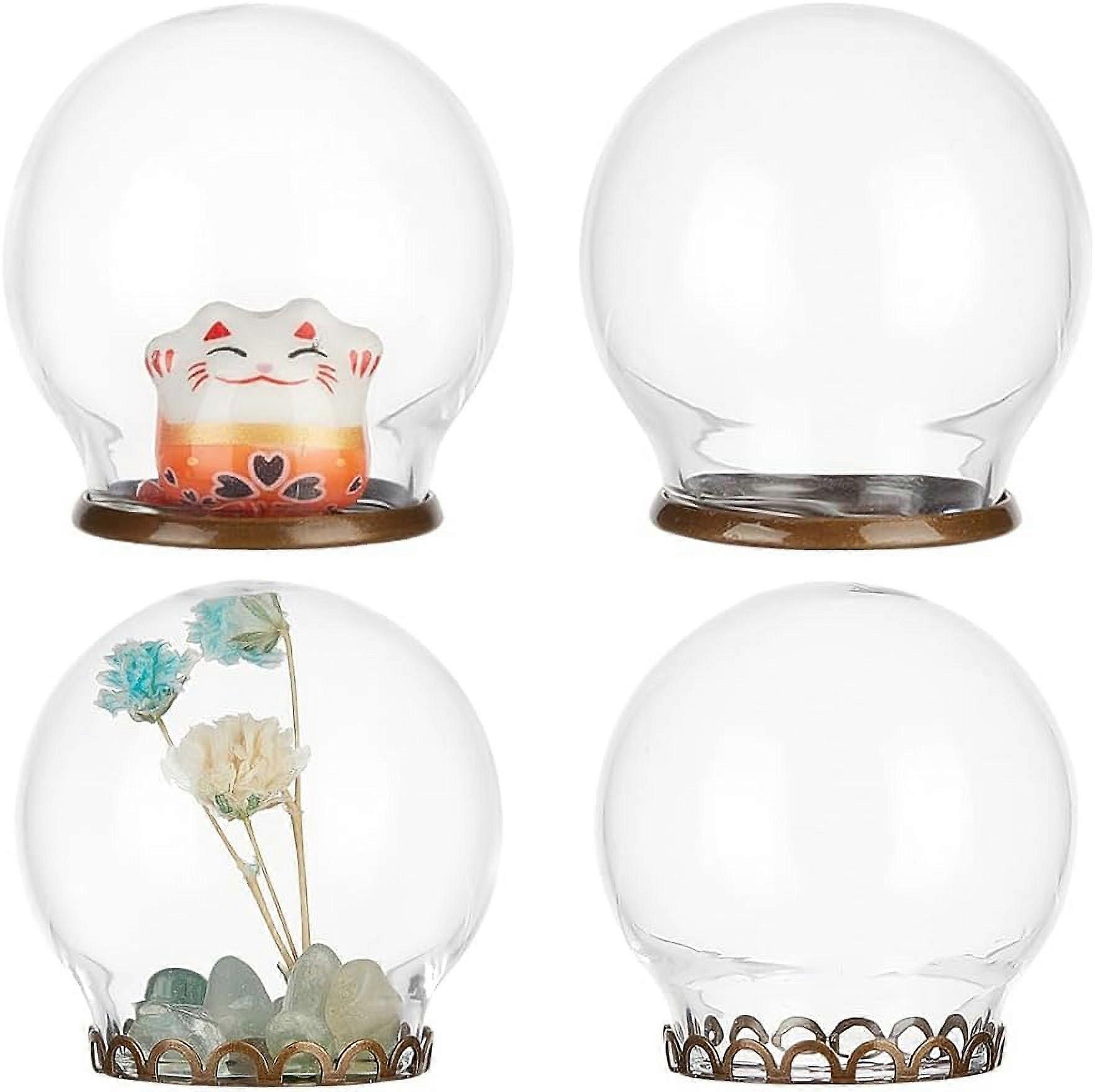8Sets Glass Display Dome Cloche Glass Bell Jar with Base Glass Dome Decorative Jars Display Case 1.1x1.25 inch