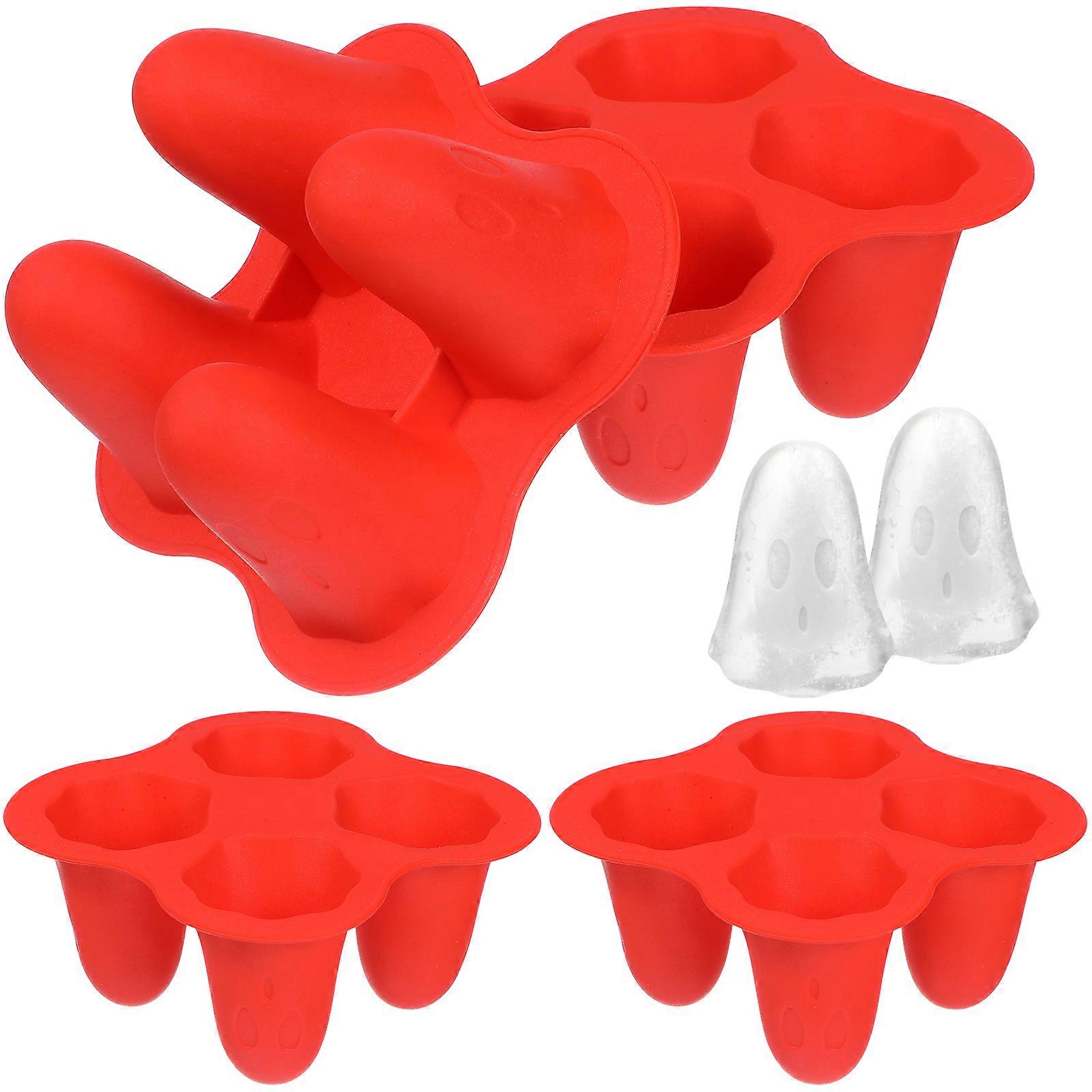 4 Pcs Silicone Tray Ice Cube Trays Halloween Ice Maker Molds Ice Cube Molds Ice Making Molds Ghost Ice Maker Molds