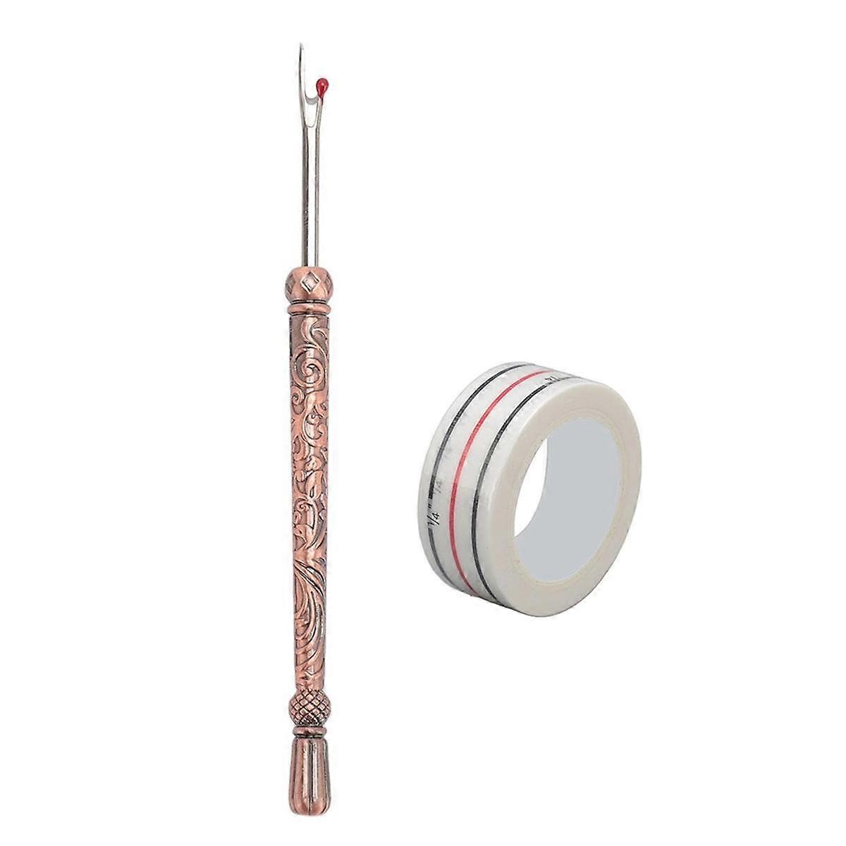 Seam Ripper and Thread Remover Kit, Sewing Seam Remover Tool Set with Positioning Tap for Crafting, Sewing Rose Gold