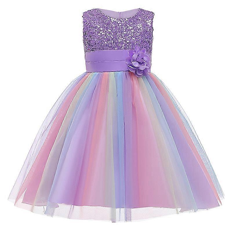 Meisjes Pailletten Jurk Regenboog Tutu Verjaardagsfeest Prinses