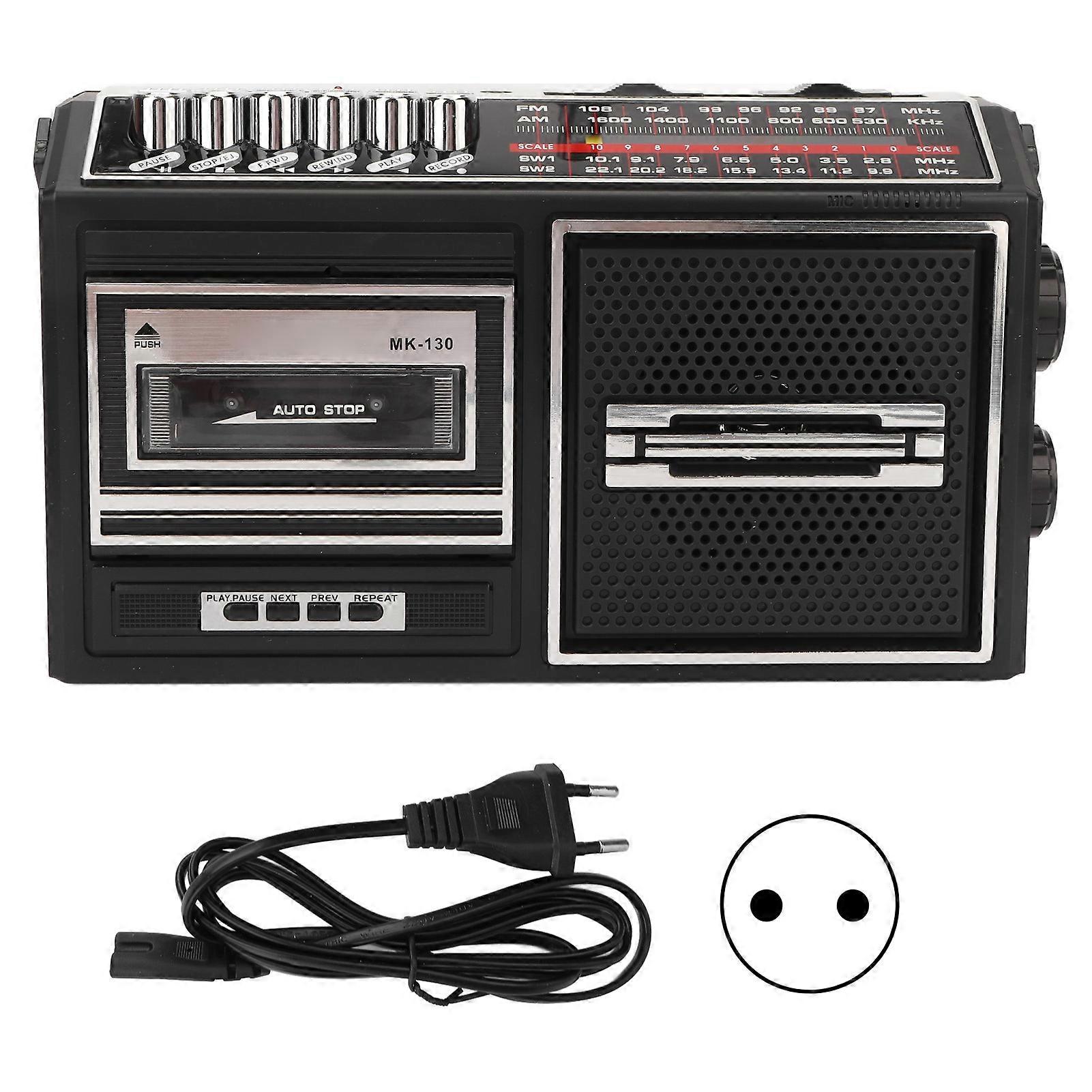 Registratore Lettore Di Cassette Banda Completa Silenzioso Plug in Card AM FM Radio Portatile Per Bambini Anziani Argento Spina UE 220V